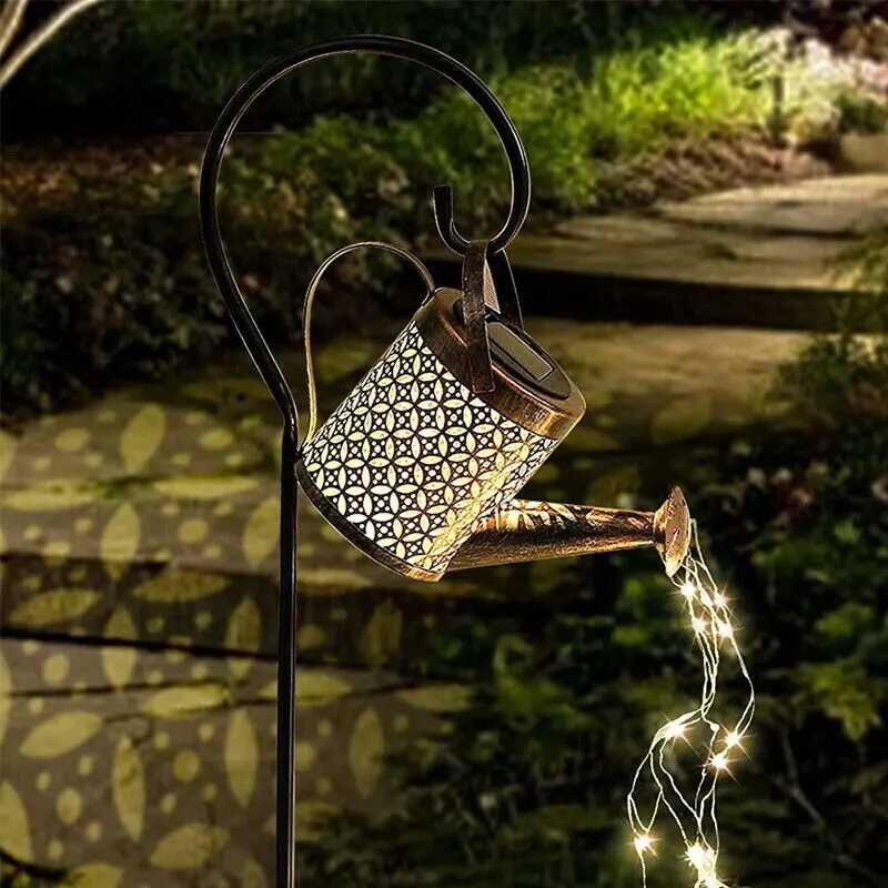 LED Solar Watering Can Light Hanging Kettle Lantern Light Outdoor Waterproof Path Lawn Yard Garden Courtyard Decoration Lamp