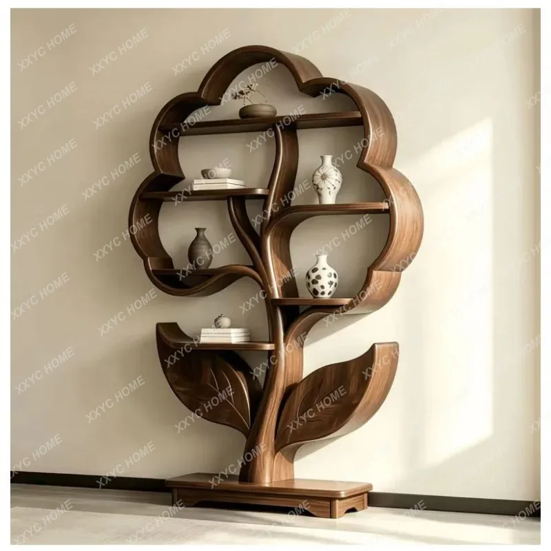 XX New Chinese-style black walnut Bogu frame Song-style aesthetic shelf special-shaped solid wood