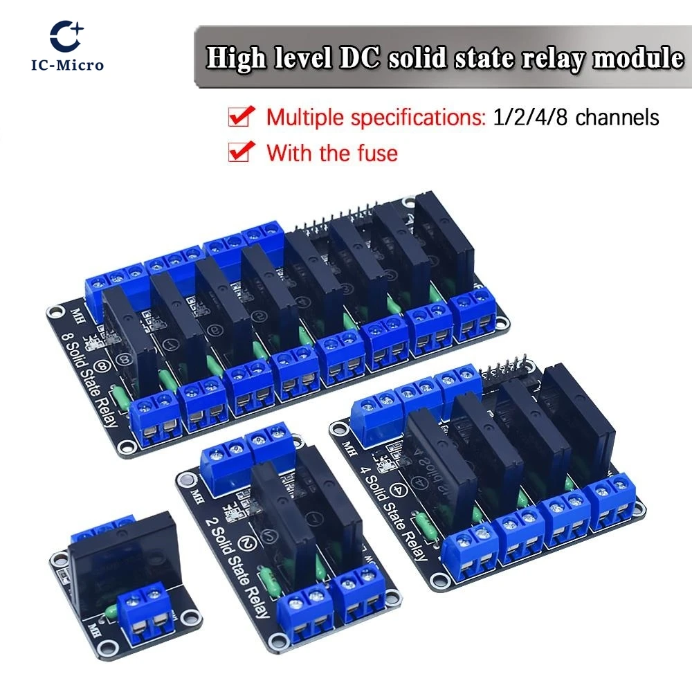 1 2 4 8 Channel 5V 12V 24V DC Relay Module Solid State High Level SSR AVR DSP G3MB-202P Relay  250V 2 for Arduino