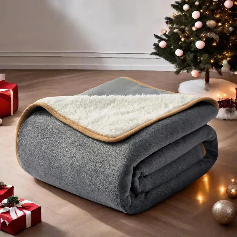 Waterproof Sherpa Fleece Pet Blanket, Reversible Flannel & Sherpa Dog Cat Crate Pad, Thickened All-Season Warm Pet Throw