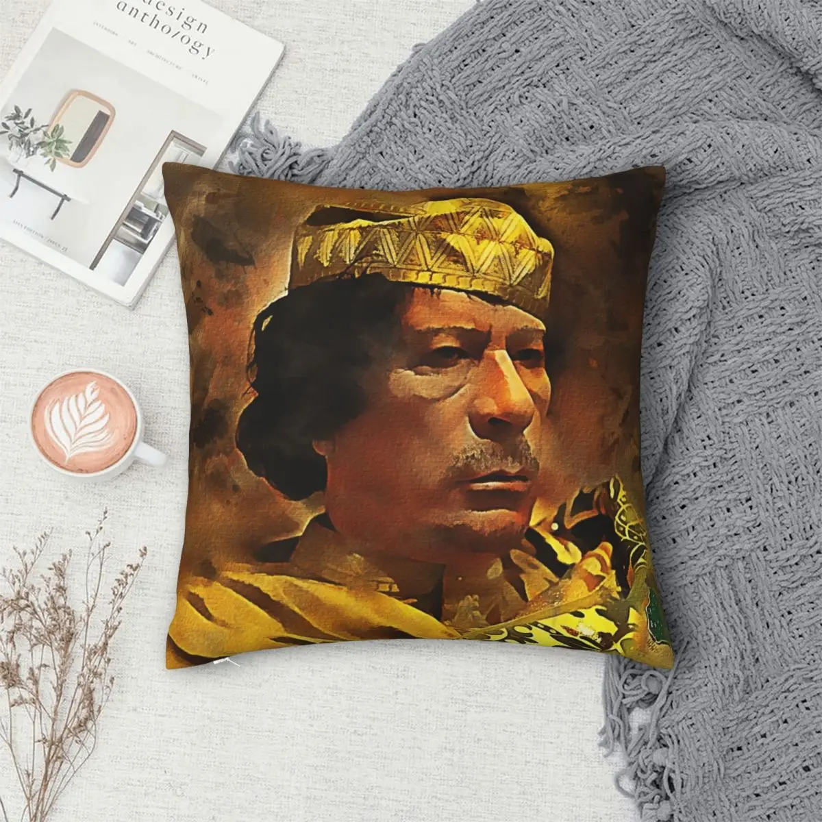 معمر القذافي المخدة البوليستر الكتان المخملية نمط البريدي ديكور كيس وسادة وسادة السيارة غطاء #4