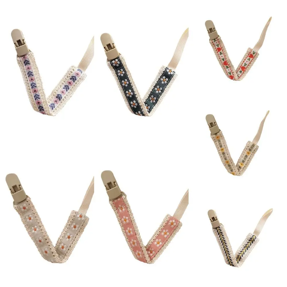 العرقية نمط الطفل القماش هوة سلسلة مشبك خشبي الأزهار مهديء حامل قابل للتعديل الدمية كليب الحلمة حامل كليب الأطفال