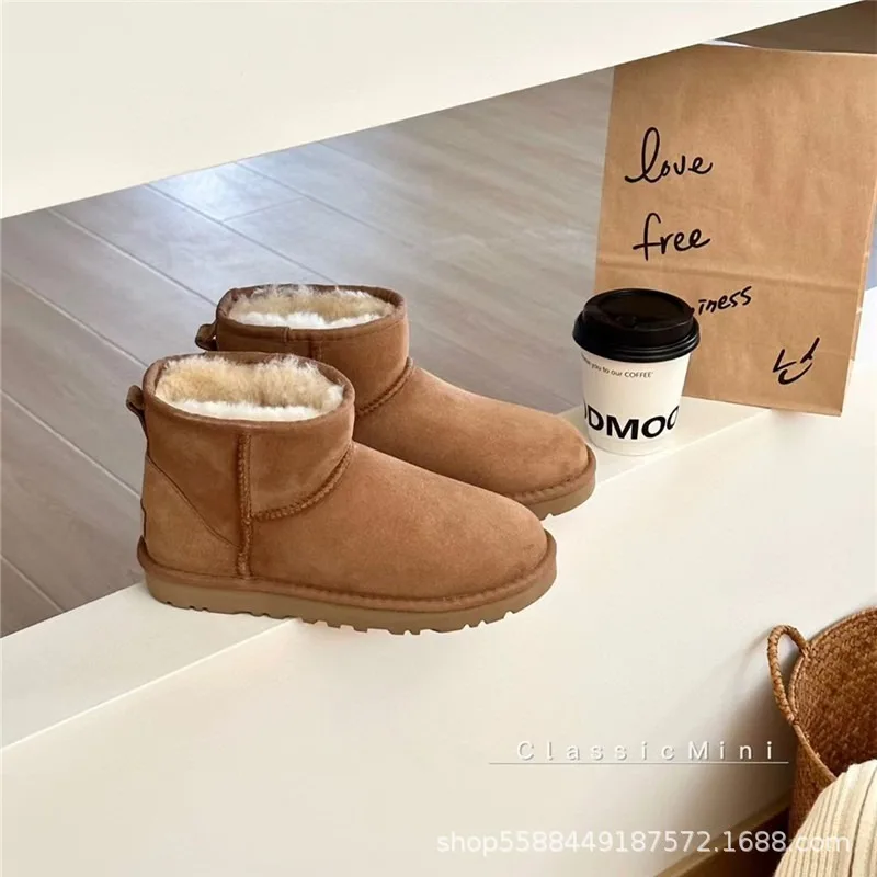 2027 New Winter Snow Boots Women's Thick soled High Heels Snow Boots Warm and Velvet Snow Cotton Shoes Fury Shoes