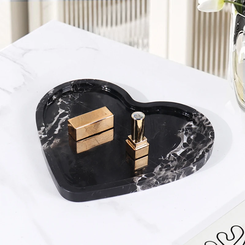 

Hotel homestay living room bathroom tabletop decoration storage tray natural marble irregular stone heart-shaped tray