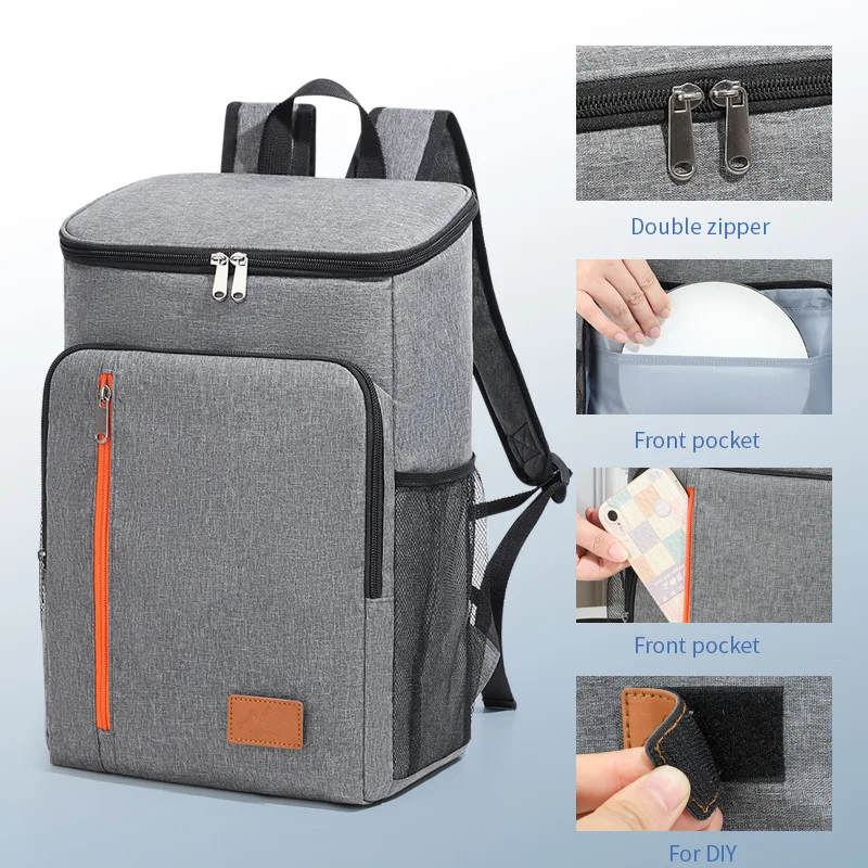 Cooler Bag Large-capacity 18L Camping Picnic Backpack with Ice Preservation and Heat Insulation Compartment for Outdoor Use