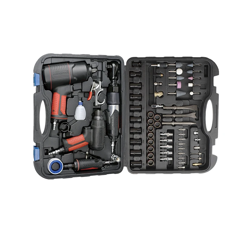 AEROPRO AP7871 Professional 71pcs Pneumatic Tool Sets Air Twin Hammer Air Impact Wrench Die Grinder Ratchet Wrench Air Tool Kit