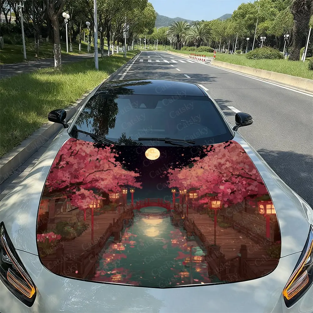 

Sakura Bridge Car Vinyl Packaging,splash Proof PVC Stickers On Engine Hood, Easy To Disassemble And Durable Design, Suitable For