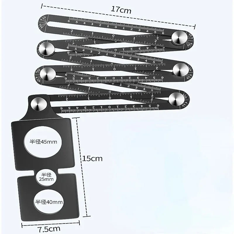 Aluminum Alloy Six Fold Rule Ceramic Tile Hole Locator, Mud Tile, Floor Tile, Glass Universal Hole Punching Tool