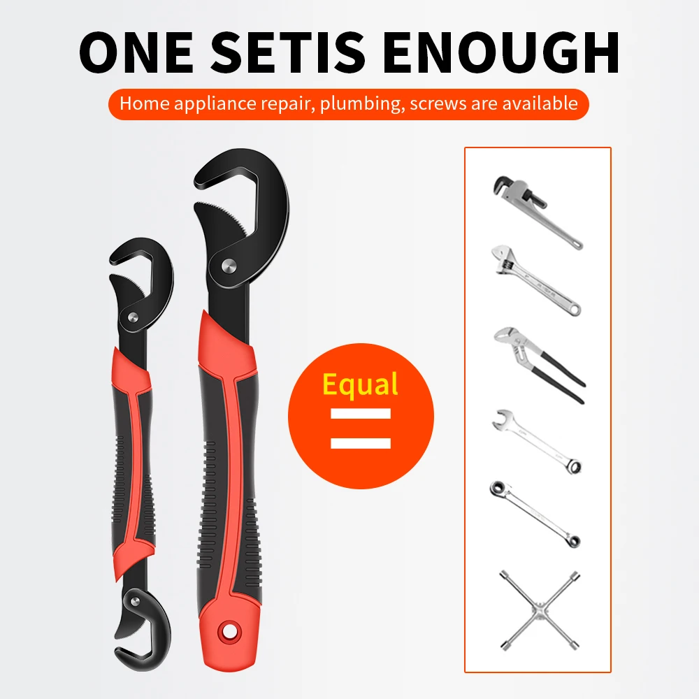 Onnfang 6-60mm Universal Wrench Multi-function Wrench Tool Home Repair Key Hand tool Adjustable Purpose Universal Pipe Wrench