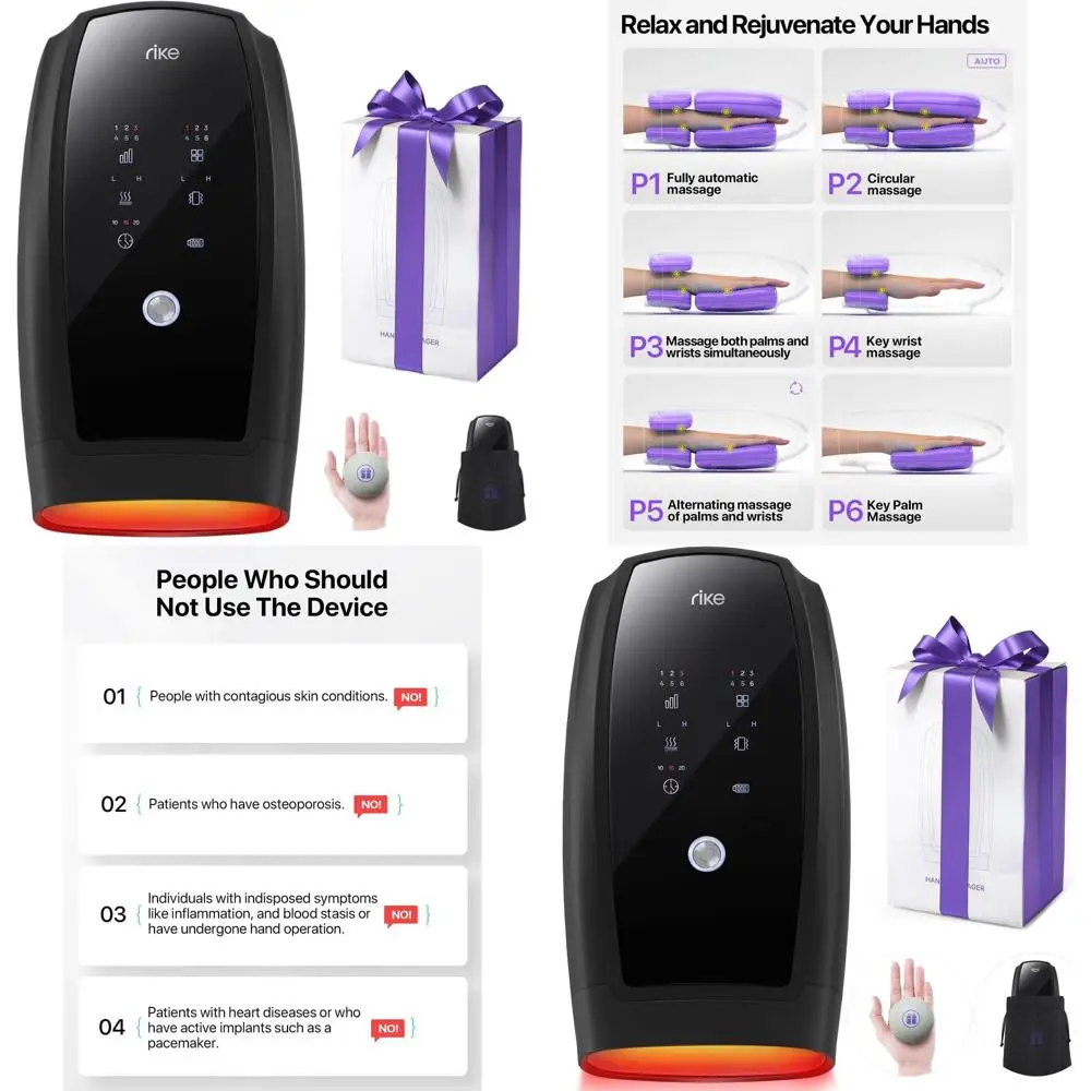 

6-Mode, 6-Intensity Hand Massager with Heat & Compression for Arthritis Relief, Ideal Christmas Gift for Women & Adult White Ele