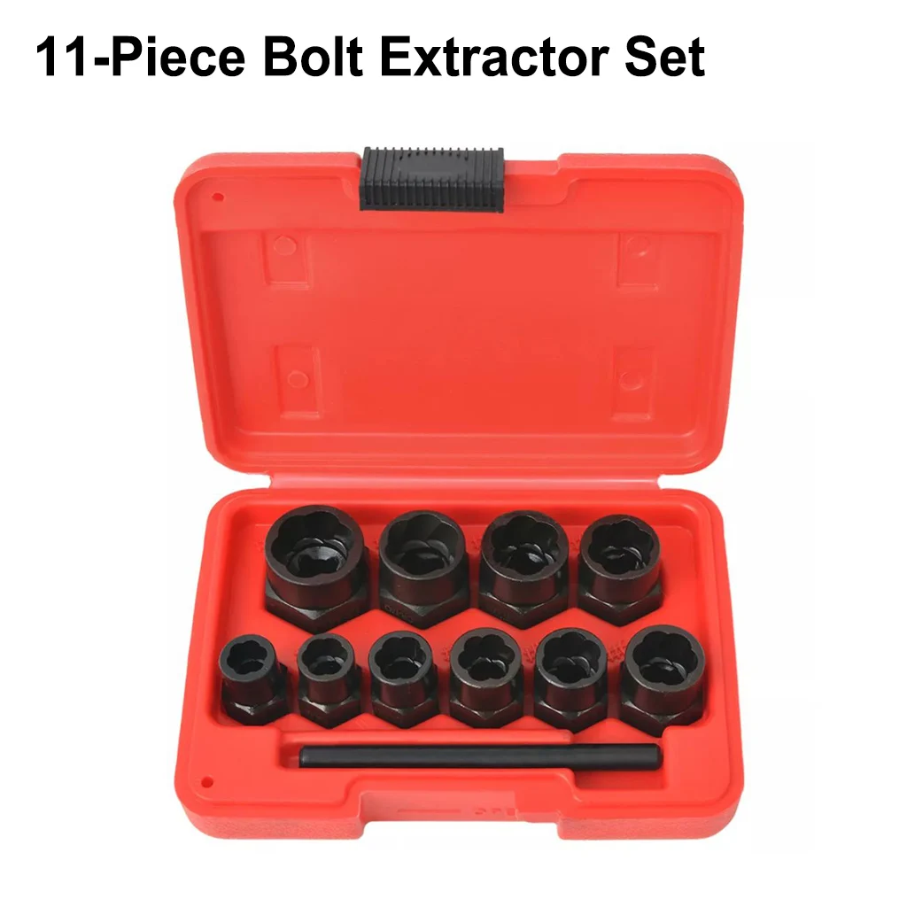 11 Piece Bolt Extractor Set for Damaged Bolts /Nuts Steel Material w/ 10 Bolt Extractor Sockets 9-19mm Complete Bolt Extractor