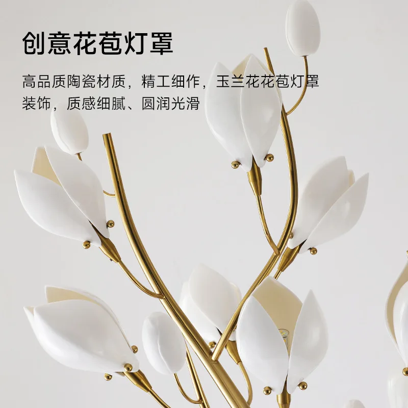 12-رئيس ماغنوليا كبير G4 LED مصباح أرضي لمطعم غرفة نوم بهو صالون الزفاف ديكور الكروم زجاج زهرة الطابق ضوء المنزل #5