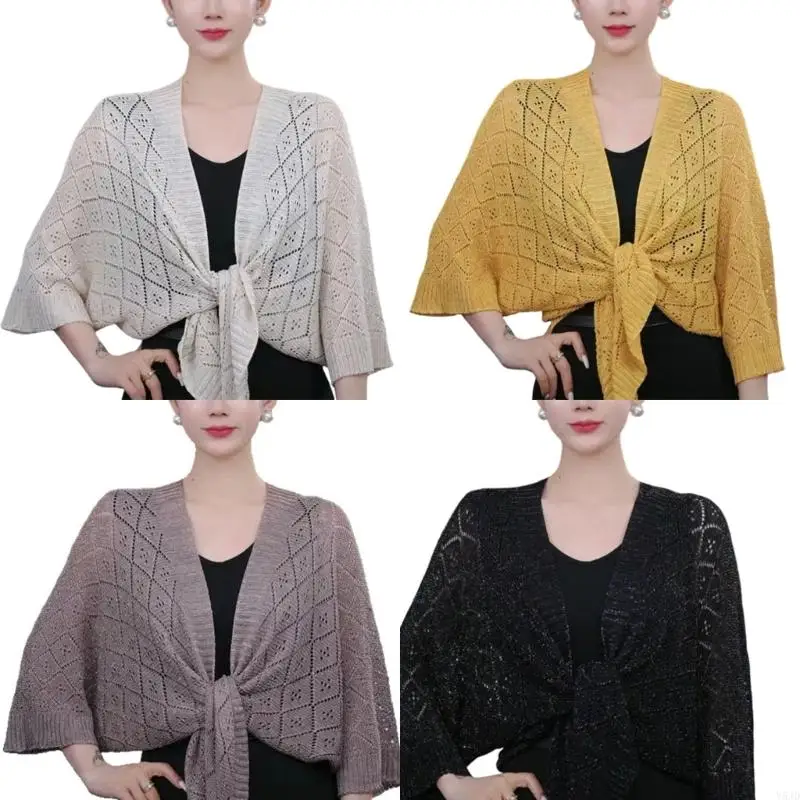 

Y5JD Knit Cover Up Comfortable Cardigan Sun Protections Shoulder Shawl for Daily Professionals and Beachgoers