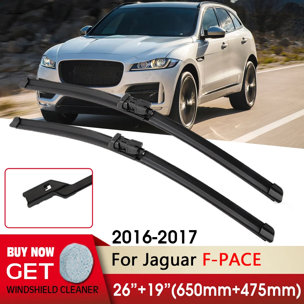 

Car Wiper Front Wiper Blade 26"+19" For Jaguar F-PACE 2016-2017 Fit push button Front Windscreen Wipers Auto Accessories