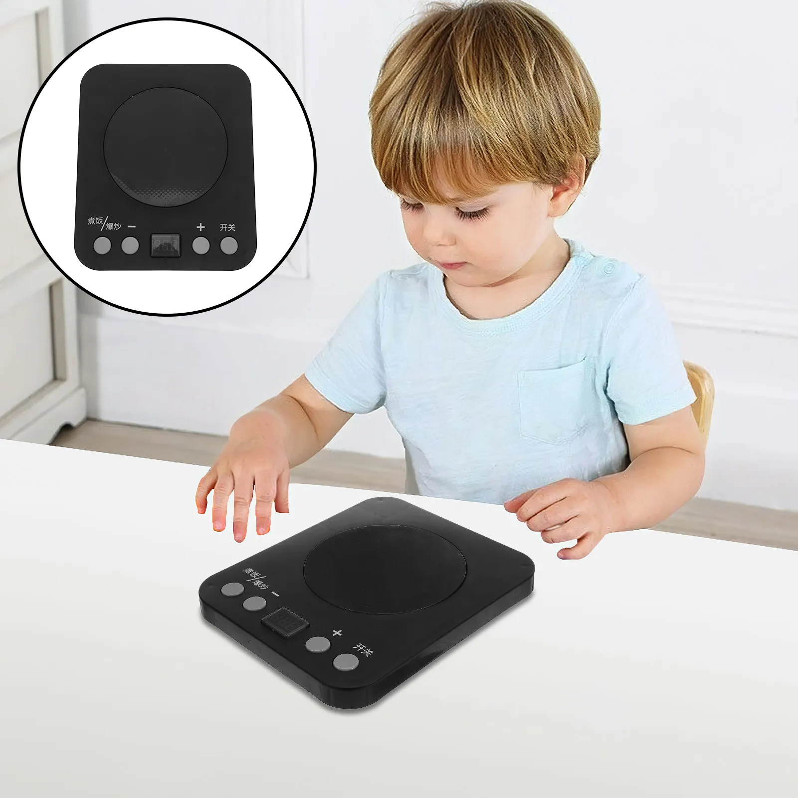 

Pretend Play Kitchen Induction Cooker Realistic Lights Sounds Role Play Cooking Mini Kitchen Appliance for Toddlers
