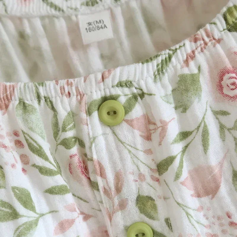 Cool Clothes Home Sleepwear Women Summer Sling Pajamas Floral Chest With Pad Cotton Printing Dress Nightgown Feeling For