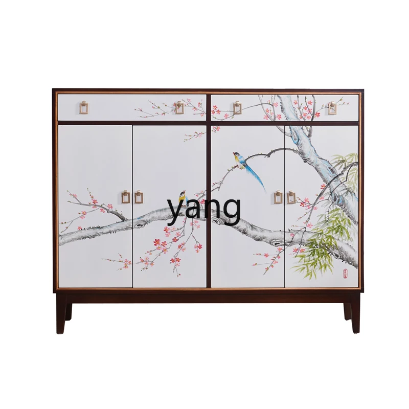 

CX Small Apartment Household Storage New Chinese Style Sideboard Cabinet Painted Furniture Hand Painted Curio Cabinet