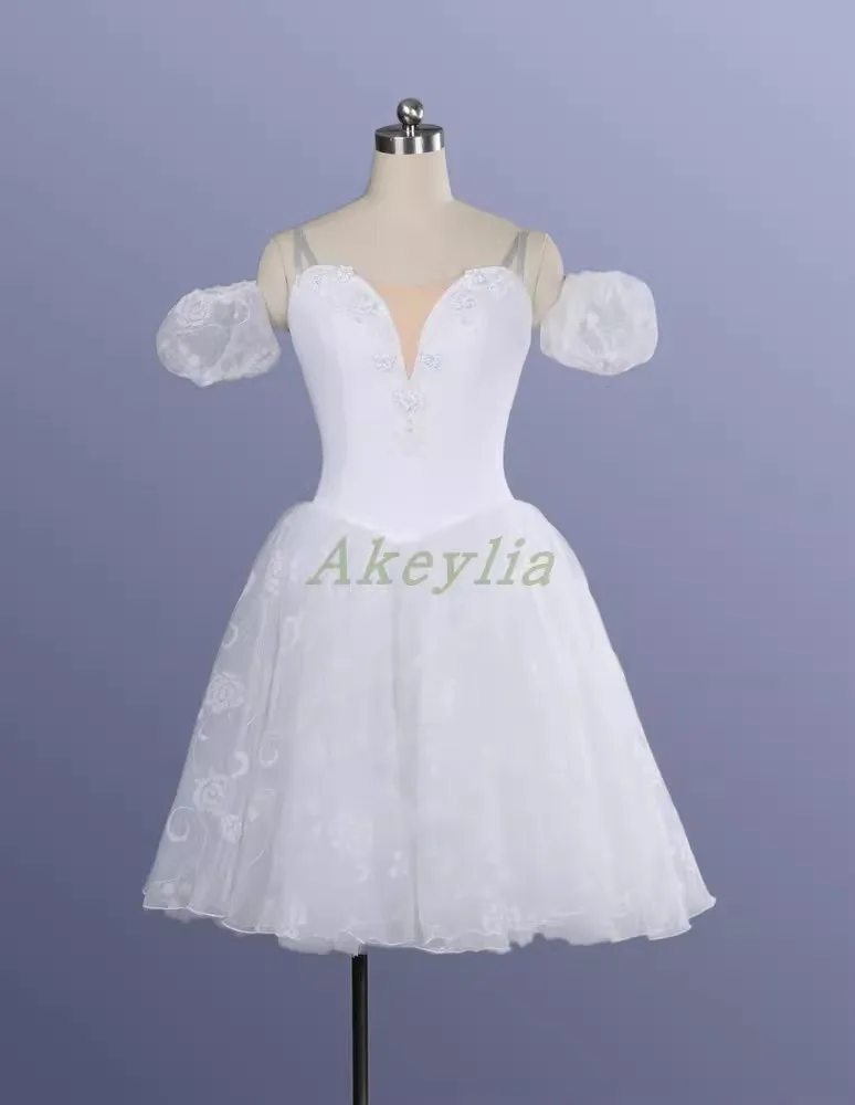 La Sylphide-Robe Tutu de Ballet Romantique pour Femme, Ailes de Ballerine, Blanc Dégradé, Tutu Long Professionnel avec Ailes