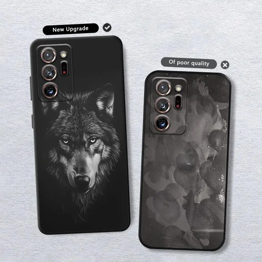 Custodia morbida per telefono Cool Wolf nera per Samsung Galaxy Note S10 10 Plus 8 S9 20 Ultra 9 S8
