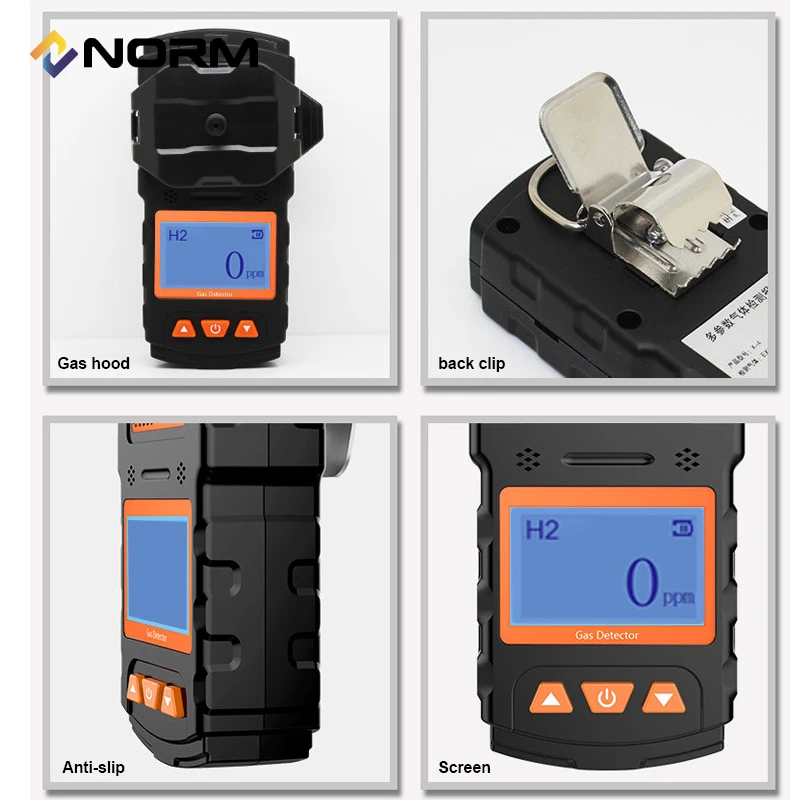 NORM Professional Portable Industry Digital LCD Gas Detector Ammonia Chlorine Ethanol Hydrogen Sulfur Dioxide HCl NO NO2 Meter