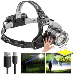 XHP50 LED Super Bright Headlamp Waterproof Headlight USB Rechargeable Fishing Adventure Camping Lights Illumination 100000LM