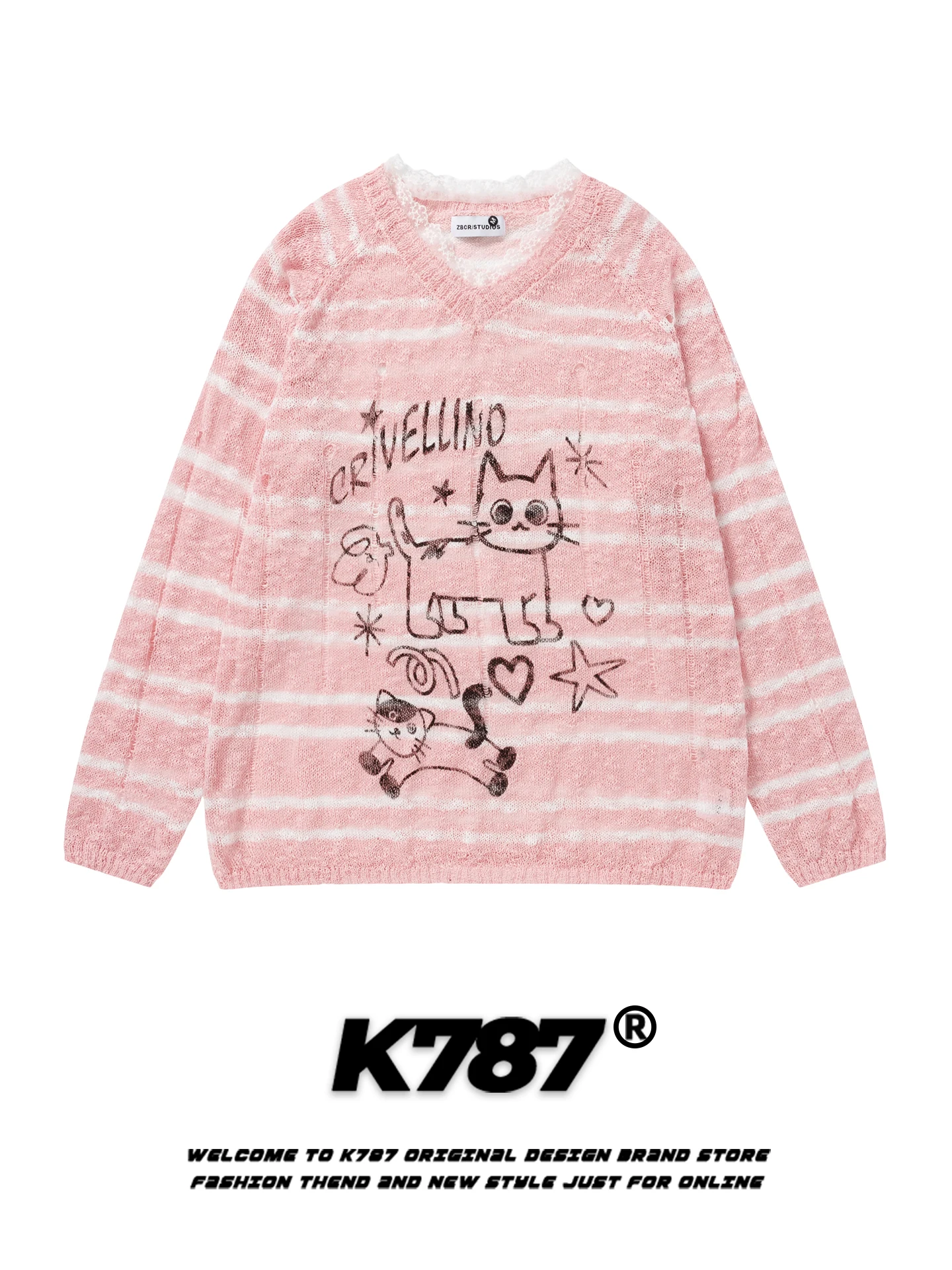 

K787 American Sle Long Sve Lace T-irt Women's Loose Dopane Casual Transparent Cover irt s Pattern Top