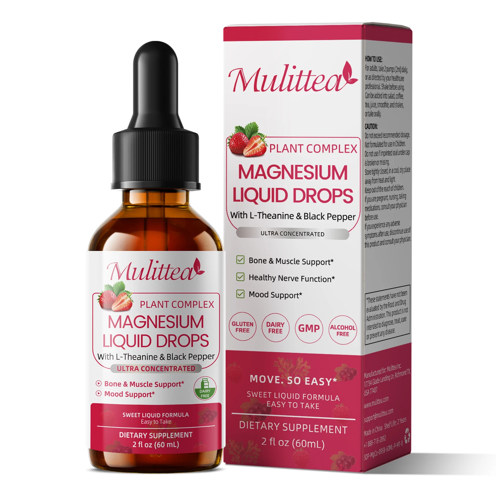 

Mulittea 10 IN 1 Magnesium Glycinate Liquid Drops Support Relaxation & Sleep Health Supports Muscle & Nervous System Function