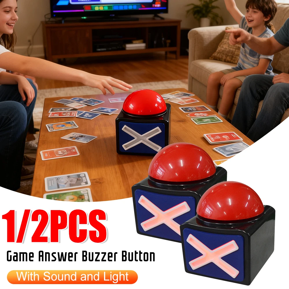 Botão de resposta de concurso vermelho com som e luz, quiz de curiosidades, tem zumbador de talento, botão de jogo para concurso/show de jogos/festa