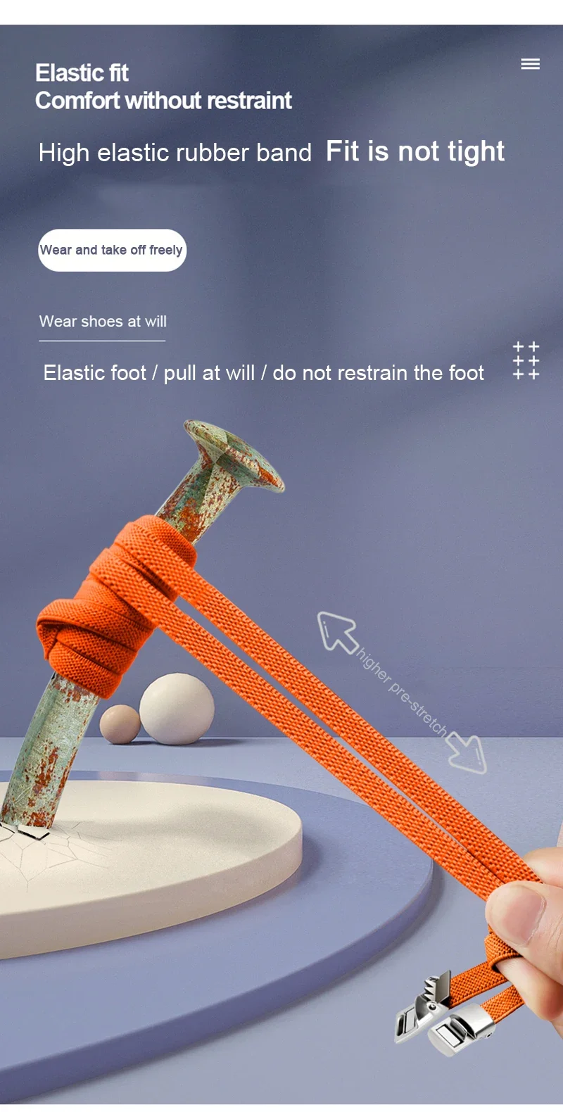 Elastische, flache Schnürsenkel ohne Binden, mit magnetischer Schnallenverriegelung aus Legierung, für Sneaker, 0,8 cm breit, unisex. – Detail 5