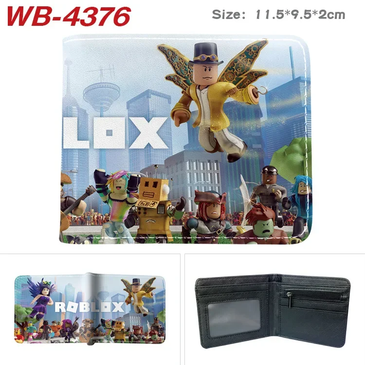 Virtual World ROBLOX Game Peripheral Wallet Printed Men's and Women's Short Half-fold Card Holder Cartoon Coin Purse Leather