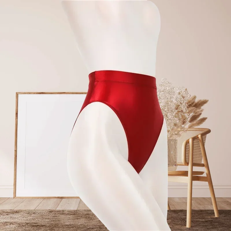 New Fashion Sexy Solid Color Large Size Ultra Thin Oil Bright Transparent High Waist Triangle Underwear