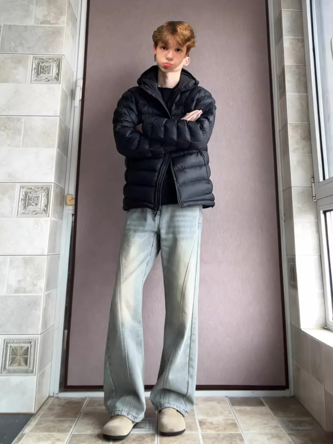 

Retro Blue Denim Jeans Men's Casual High Street Sle Spring Autumn Straight Leg Long Pants Knife Angle American Vibe