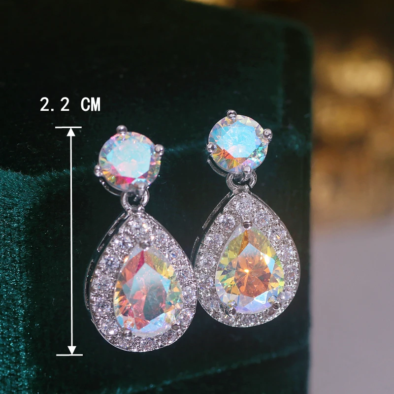 High Quality Silver Color Cubic Zirconia Stud Earrings for Women Bling Bling Crystal Earrings Wedding Party Jewelry Accessories