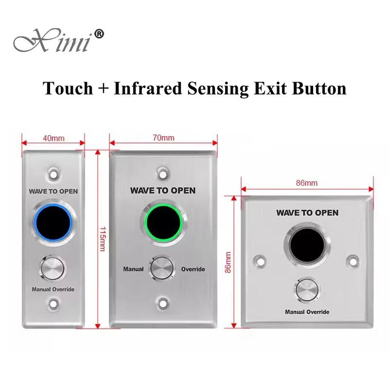 12V/24V Infrared Sensor Switch No Touch Contactless Door Release Exit Button Touch Exit Switch for Door Access Control System