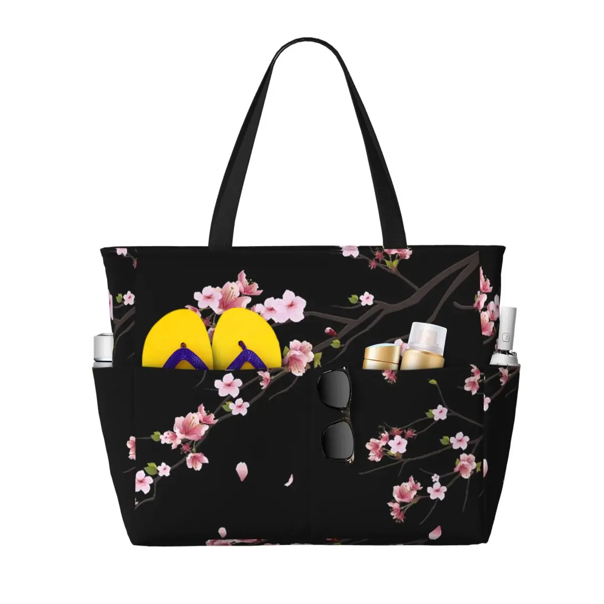 Japanese Sakura Cherry Blossoms Beach Tote Bag Sport Gym Yoga Duffle Large Tote Bag Women Travel Bag Fitness bag