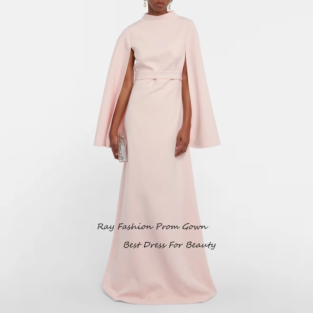 

Ray Fashion Simple A Line Prom Dress High Neck Full Sleeves Floor Length For Saudi Arabia Women Formal Occasions Evening Gown