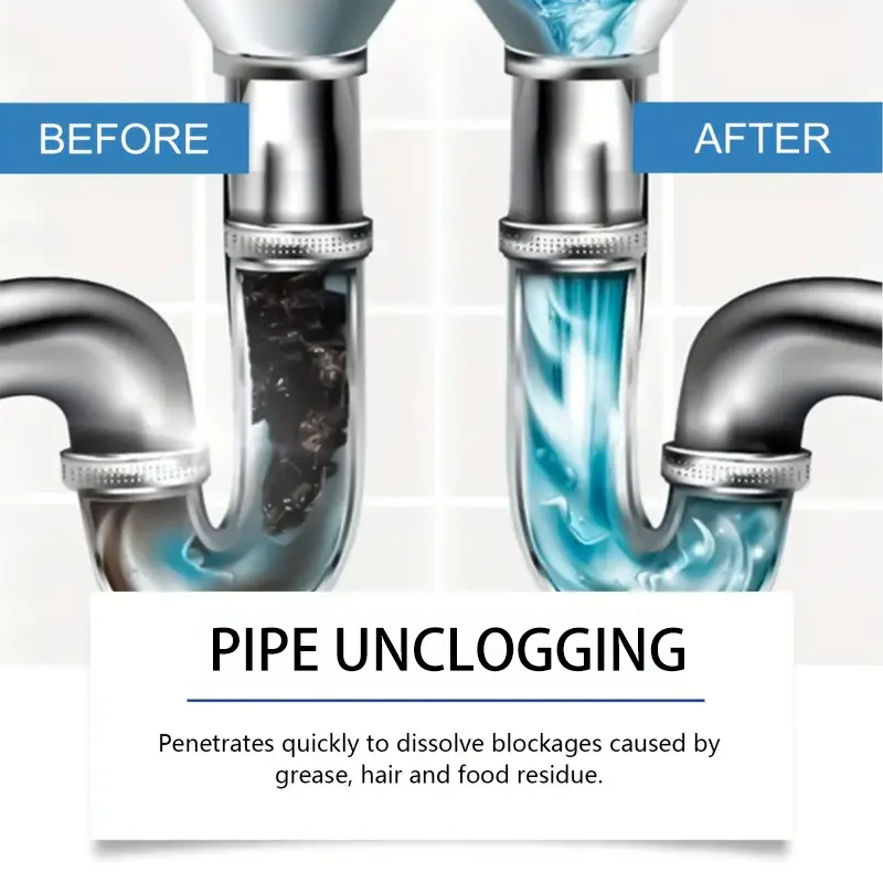 100G Powerful Drain Unclogging Powder, Fast Acting Pipe Dredger For Toilet Sink Bathtub, Effective Clog Remover view 2
