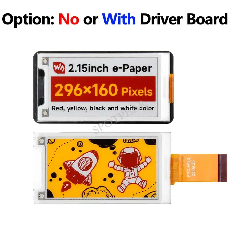 Raspberry Pi 2.15 inch 296x160 e-Paper HAT+ (G) E-Ink Red/Yellow/Black/White Screen Display For Arduino /STM32