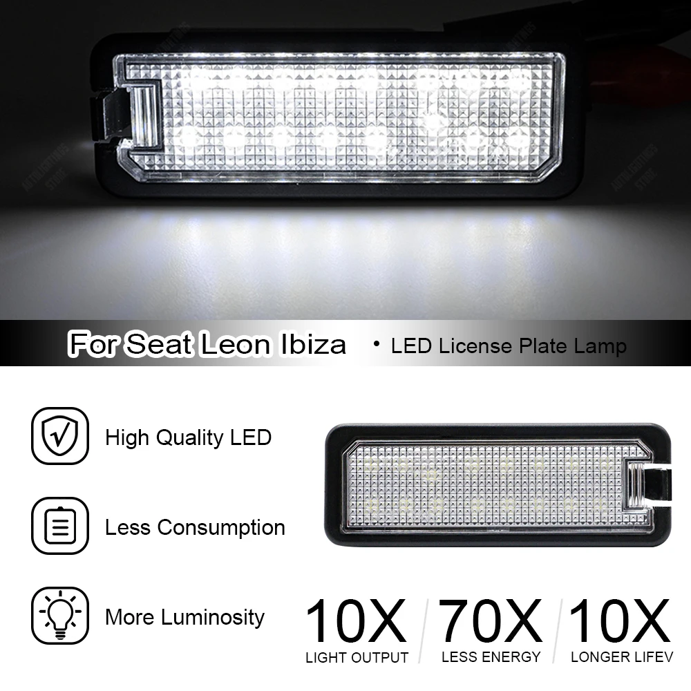 Luz LED para matrícula de coche, lámpara para Seat Ibiza 6L 6J 6P MK3 MK4 MK5, Leon MK2 MK3 5F Arosa Altea Toledo para VW Golf