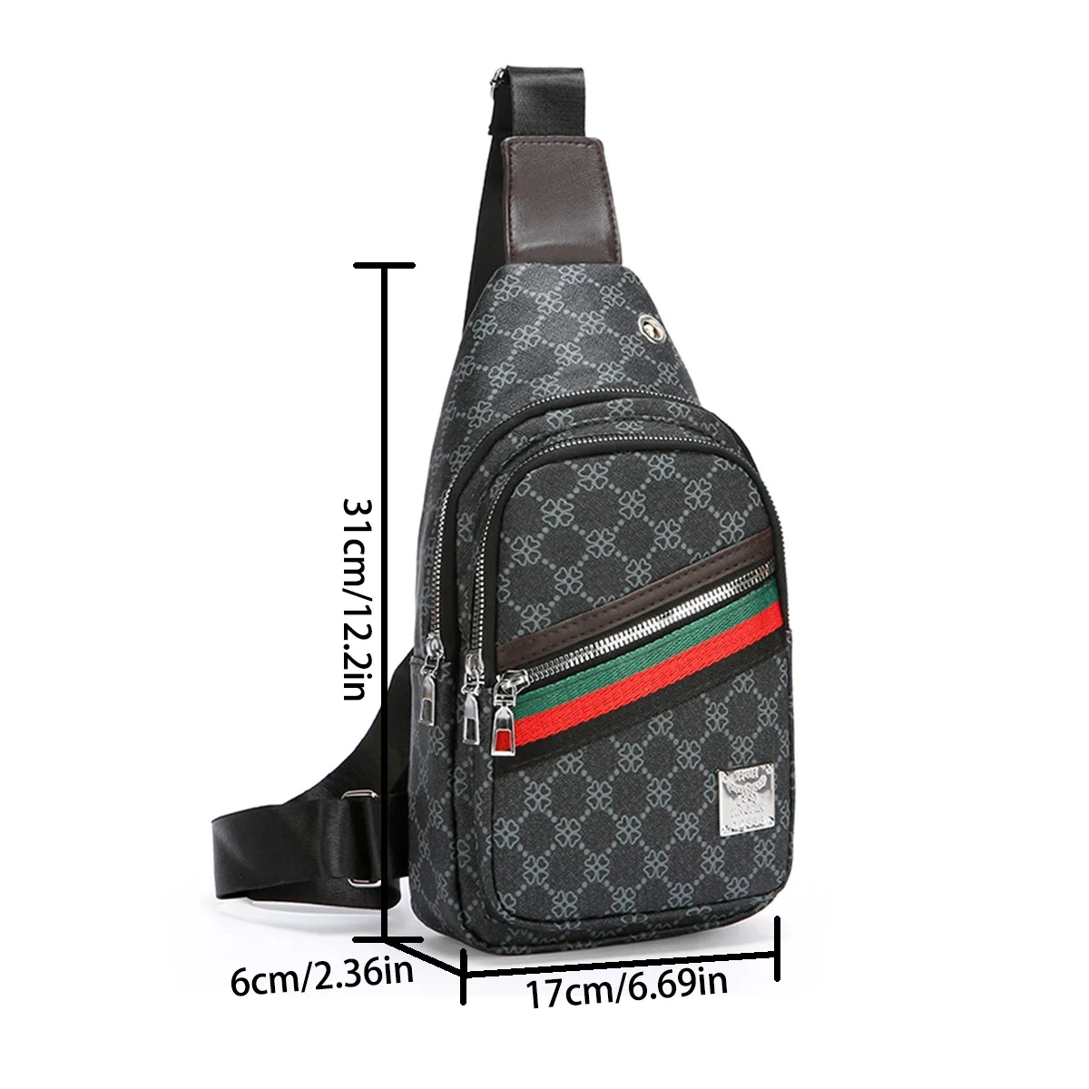 حزمة صدر هندسية البرسيم بشعار معدني مبطن لمنفذ سماعة الرأس PU متعدد الأقسام وحزام قابل للتعديل للجنسين للتنقل الرياضي #2