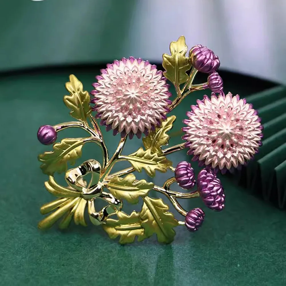 Ajojewel Purple Enamel Dandelion Brooch Vintage Flower Jewelry Wholesale Elegant Gifts For Women 2024