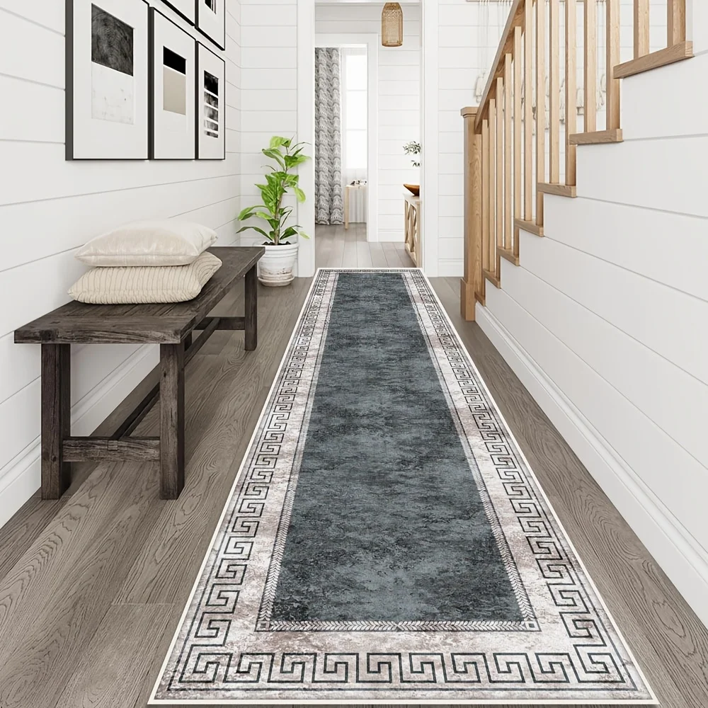 VIKAMA Alfombra de pasillo larga de estilo minimalista y de lujo, decoración del hogar, alfombra para el suelo de la cocina, alfombras para lavandería, alfombra para balcón con bordes