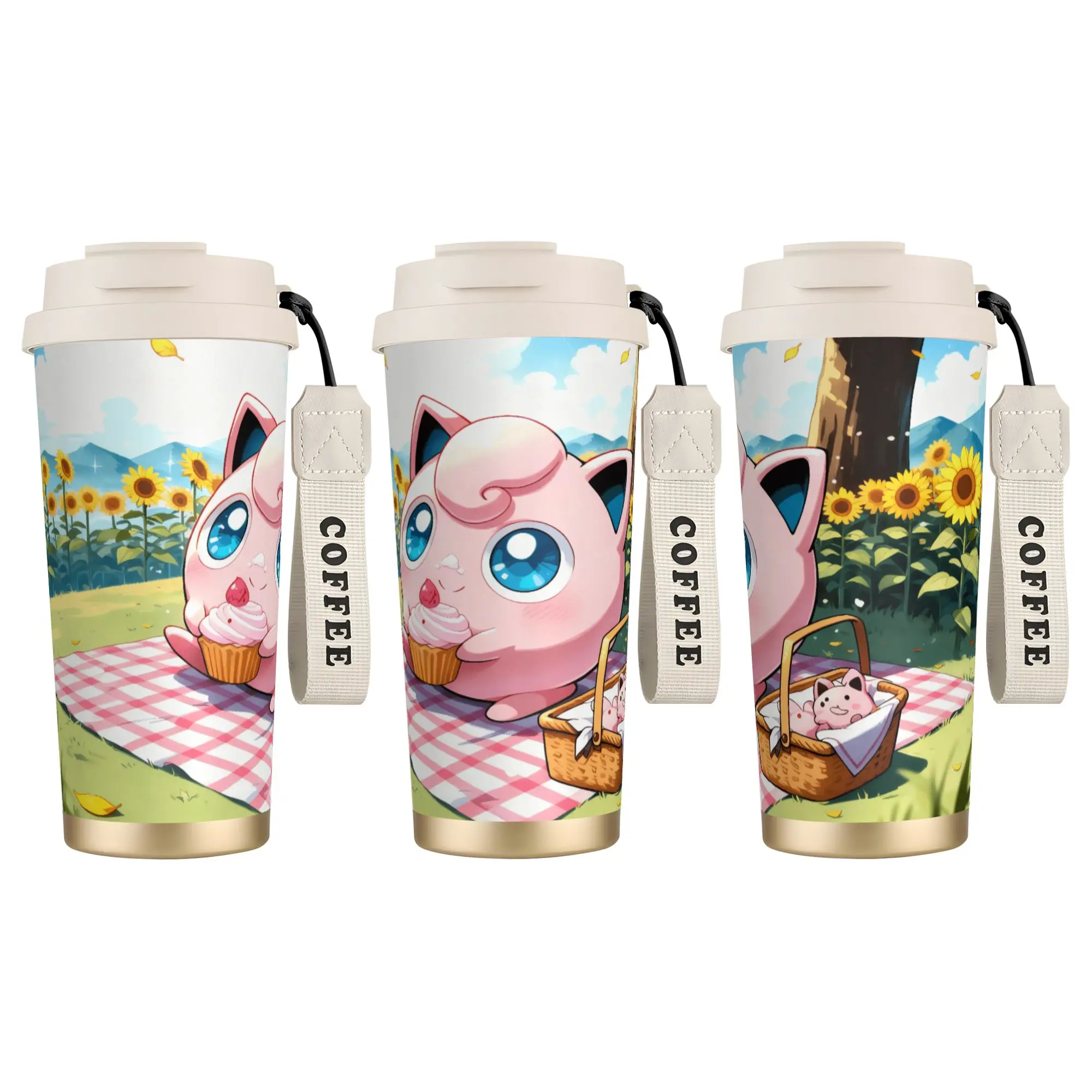 

Кружка для кофе Jigglypuff, милая мультяшная кружка для горячих напитков, термос из нержавеющей стали, портативная бутылка для воды, персонализированные дорожные кружки для автомобиля