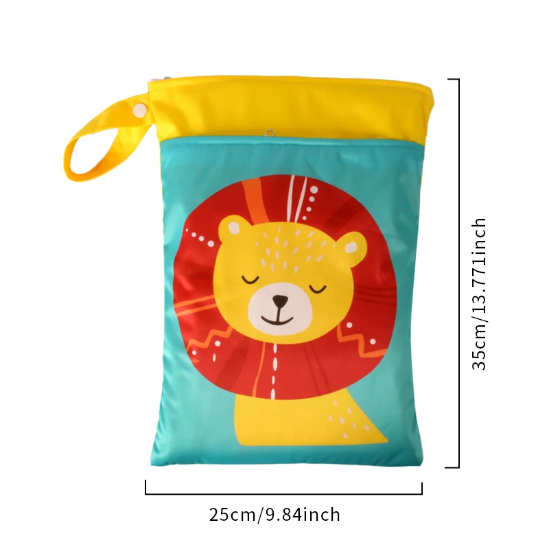 25*35cm Cartoon Animal Storage Bag Baby costume da bagno impermeabile pannolino Dry Wet Bag Mini portatile doppia tasca passeggino Carry Pack