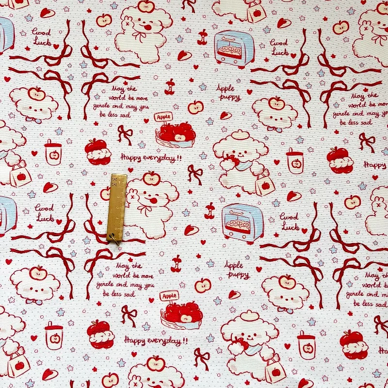 1 미터 X1.5 미터 애플 도그 코튼 패브릭 만화 캔버스 가방 코트 조끼 홈 장식 수제 DIY 패션 패브릭