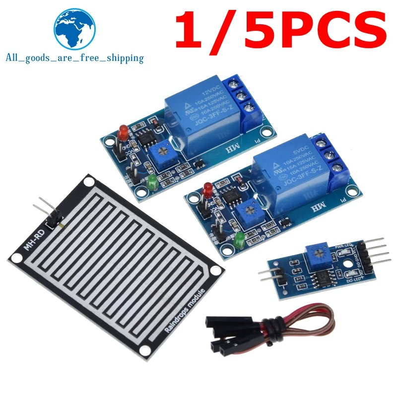 Snow Raindrops Detection Sensor Module Rain Weather Module Humidity For Arduino Robot Car Diy Kit 5V/12V Relay Control Module