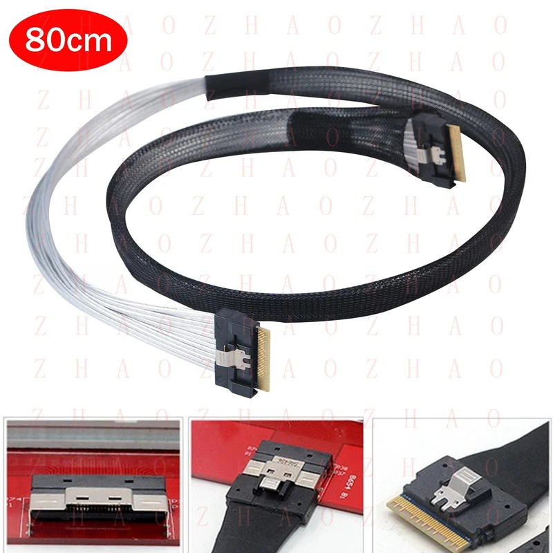 L+ for Slim SAS SFF‑8654 8i To SFF‑8654 8i Data Transmission Cable 24Gbps 50cm/80cm