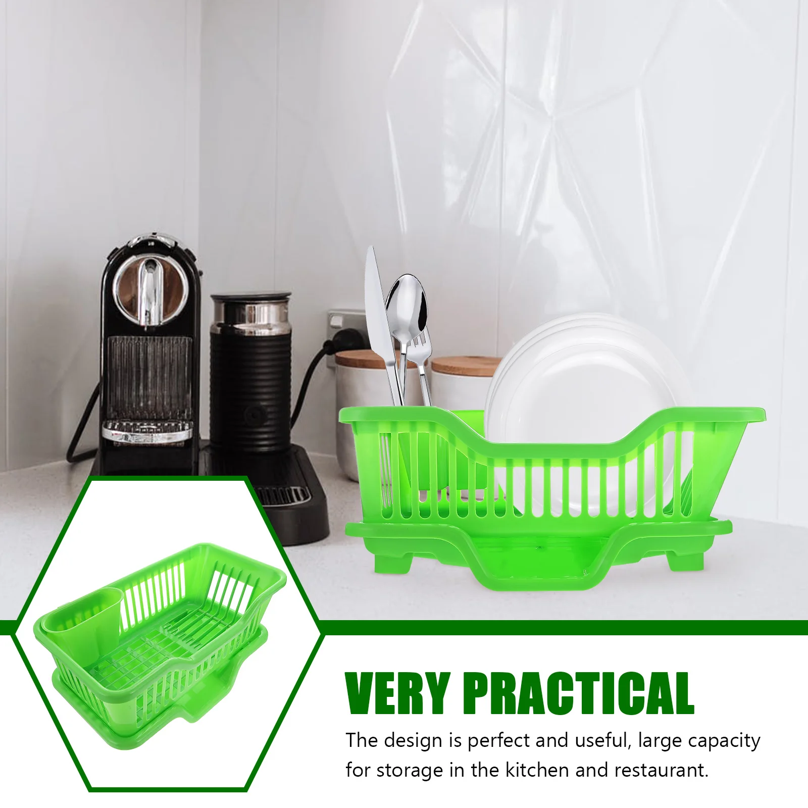 

Dish Drainer Large Capacity Kitchen Storage Shelf ABS Plastic Draining Rack for Bowls Plates Chopsticks Simple Style
