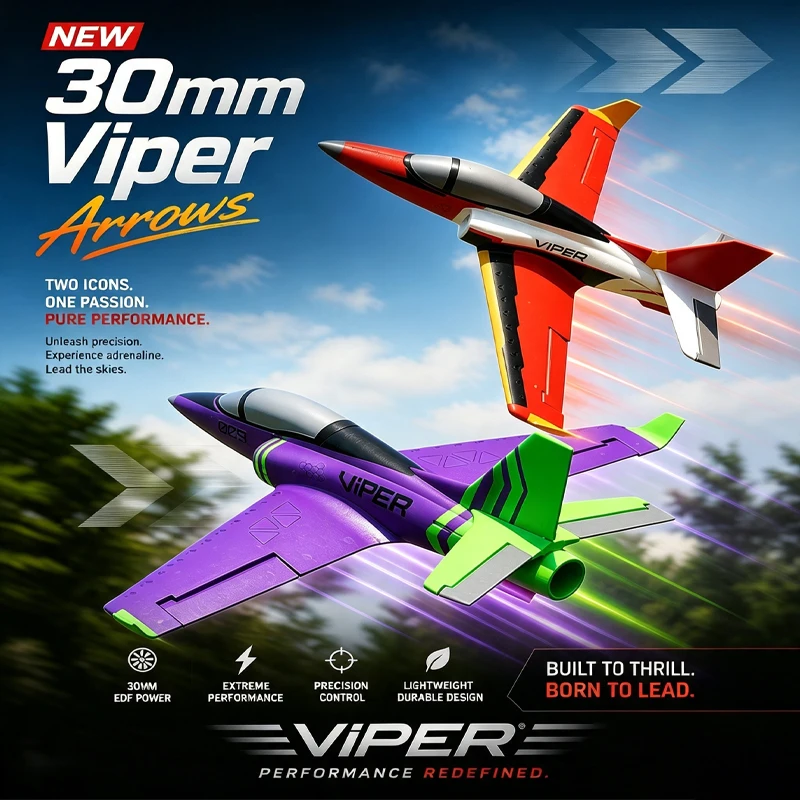 New  Fms 30mm Venomous Snake Viper Rc Fixed Wing Remote Control Models Aircraft Entry Level For Rc Hobby Enthusiasts Toy