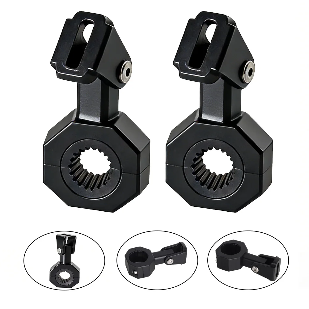 Motorcycle Headlight Spot Light Bracket Mount Fog Tube Fork Clamp Motorcycle Auxiliary Light Bracket 360° Adjustable Accessories